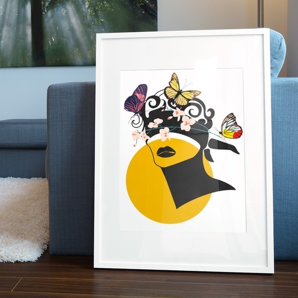 Modern Wall Art Print Butterfly Girl Unframed - Picture 6 of 12